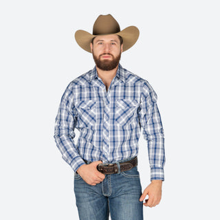 Camisa Wrangler Cuadro Azul Caballero