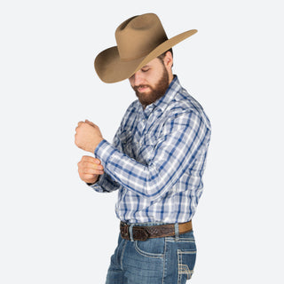 Camisa Wrangler Cuadro Azul Caballero