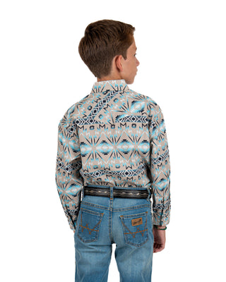 Camisa Rock & Roll Denim Aztec Teal Niño