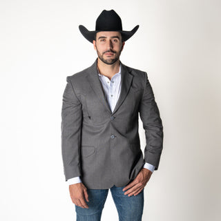 Saco Vaquero Old West Gris Coderas Negro Caballero
