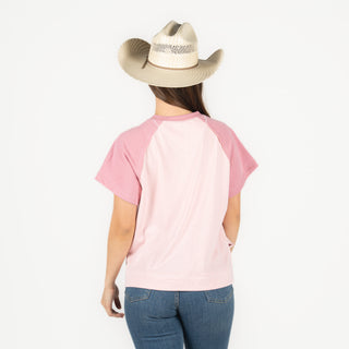 Blusa Kimes Ranch Helena Cropped Henley Pink Dama
