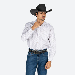 Camisa Rodeo Estampado Blanco Caballero