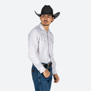 Camisa Rodeo Estampado Blanco Caballero