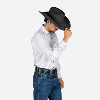 Camisa Rodeo Estampado Blanco Caballero
