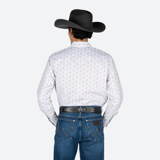 Camisa Rodeo Estampado Blanco Caballero
