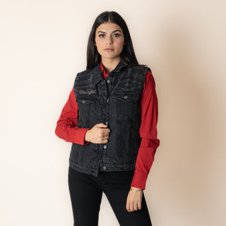 Chaleco Wrangler Mezclilla Borrego Negro Dama