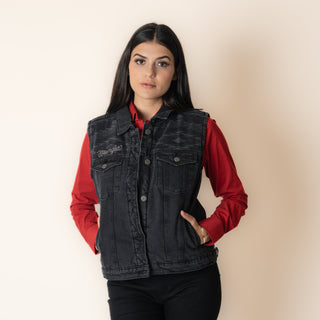 Chaleco Wrangler Mezclilla Borrego Negro Dama
