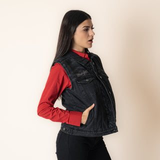 Chaleco Wrangler Mezclilla Borrego Negro Dama