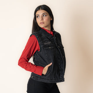 Chaleco Wrangler Mezclilla Borrego Negro Dama