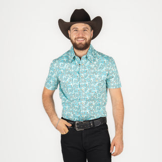 Camisa Rock & Roll Denim Paisley Bright Turquoise Caballero