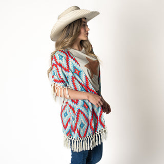 Kimono Rock & Roll Denim Aztec Print Dama