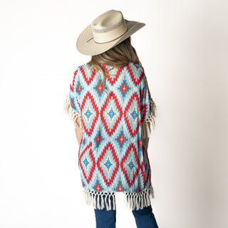 Kimono Rock & Roll Denim Aztec Print Dama