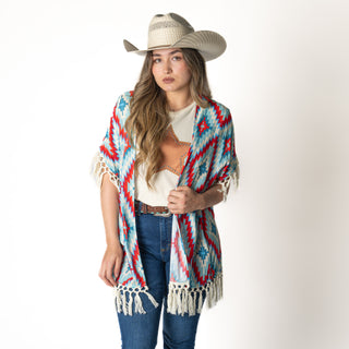Kimono Rock & Roll Denim Aztec Print Dama