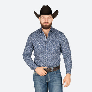 Camisa Wrangler Estampado Azul Caballero