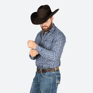 Camisa Wrangler Estampado Azul Caballero