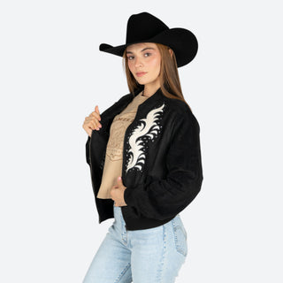 Chamarra Rock & Roll Denim Estoperoles Black Dama