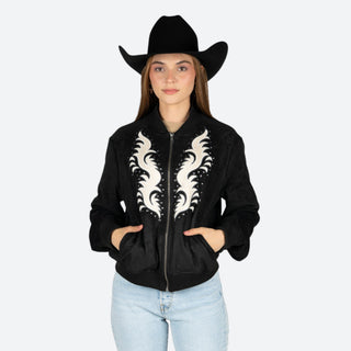 Chamarra Rock & Roll Denim Estoperoles Black Dama