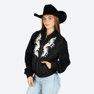 Chamarra Rock & Roll Denim Estoperoles Black Dama