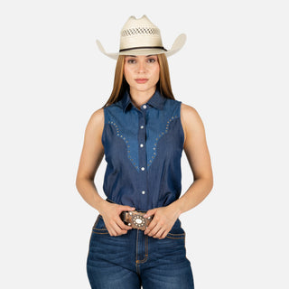 Camisa Panhandle Denim Medium Wash Dama