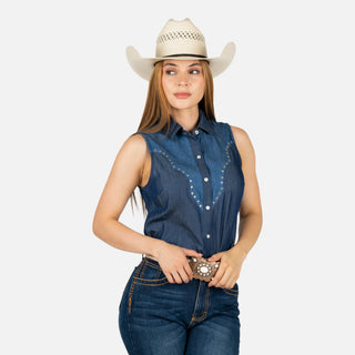 Camisa Panhandle Denim Medium Wash Dama