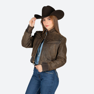 Chamarra Cuadra Cordero Sanded Café Dama