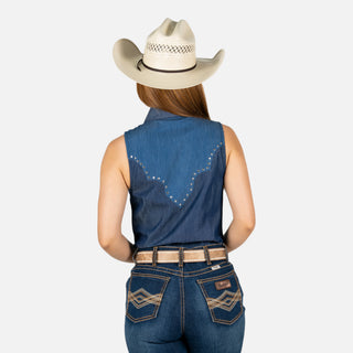 Camisa Panhandle Denim Medium Wash Dama