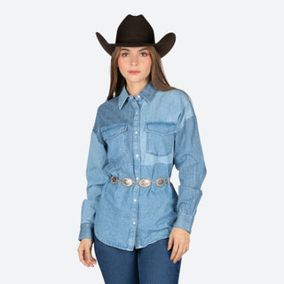 Camisa Rock & Roll Denim Blue Dama