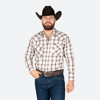 Camisa Wrangler Cuadros Vino Caballero