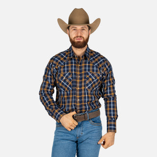 Camisa Wrangler Cuadros Marino Caballero