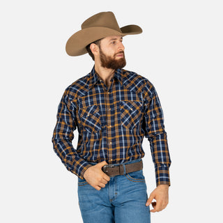 Camisa Wrangler Cuadros Marino Caballero