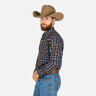 Camisa Wrangler Cuadros Marino Caballero