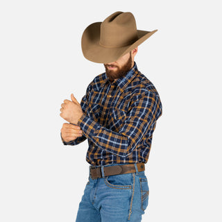 Camisa Wrangler Cuadros Marino Caballero