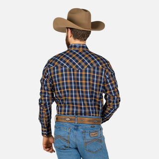 Camisa Wrangler Cuadros Marino Caballero