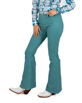 Jeans Rock & Roll Denim Flare Turquoise Dama