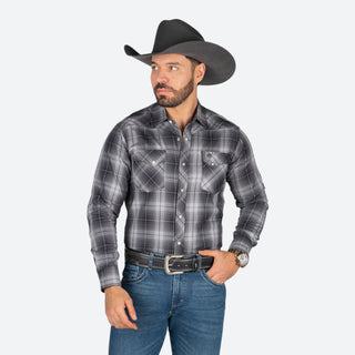 Camisa Wrangler Cuadros Charcoal Caballero