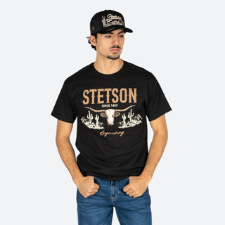 Playera Stetson Toro Black Caballero