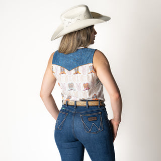 Camisa Panhandle Yoked Retro Cream Dama