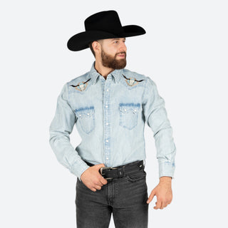 Camisa Rock & Roll Denim Baby Blue Caballero