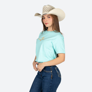 Blusa Kimes Ranch Lucky B Saddle Light Blue Dama