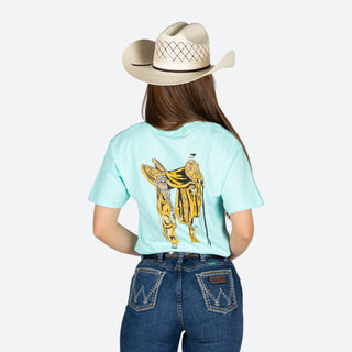 Blusa Kimes Ranch Lucky B Saddle Light Blue Dama