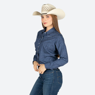 Camisa Wrangler Estopado Flor Marino Dama