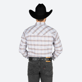 Camisa Wrangler Cuadros Café Gris Caballero