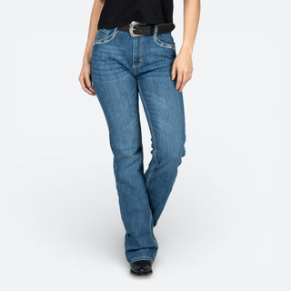 Jeans Wrangler High Rise Bordado Dama