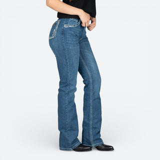 Jeans Wrangler High Rise Bordado Dama