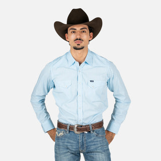 Camisa Wrangler Cuadros Azul Caballero