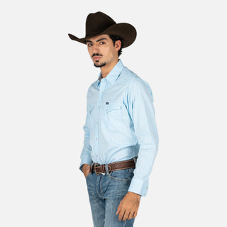 Camisa Wrangler Cuadros Azul Caballero