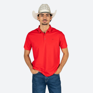 Playera Polo Rodeo Rojo Liso Caballero