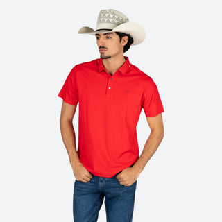 Playera Polo Rodeo Rojo Liso Caballero