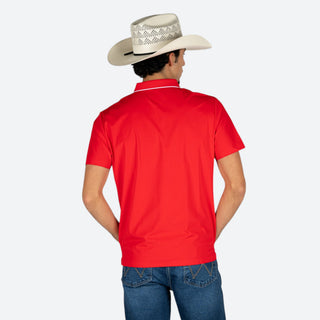 Playera Polo Rodeo Rojo Liso Caballero