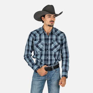 Camisa Wrangler Cuadros Azul Caballero
